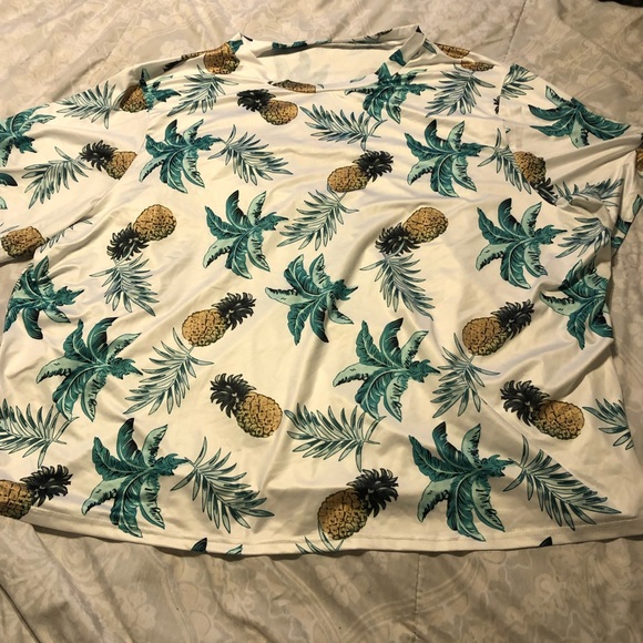 Plus Tropical & Pineapple Print Polyester Shirt - Picture 9 of 14